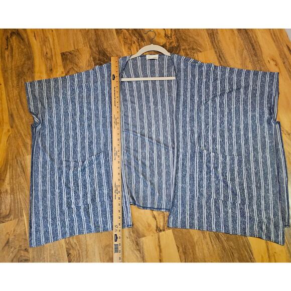 Anthropologie Soft Saturday/Sunday Barlia Blue Striped Boho Kimono w Pockets - Picture 5 of 12
